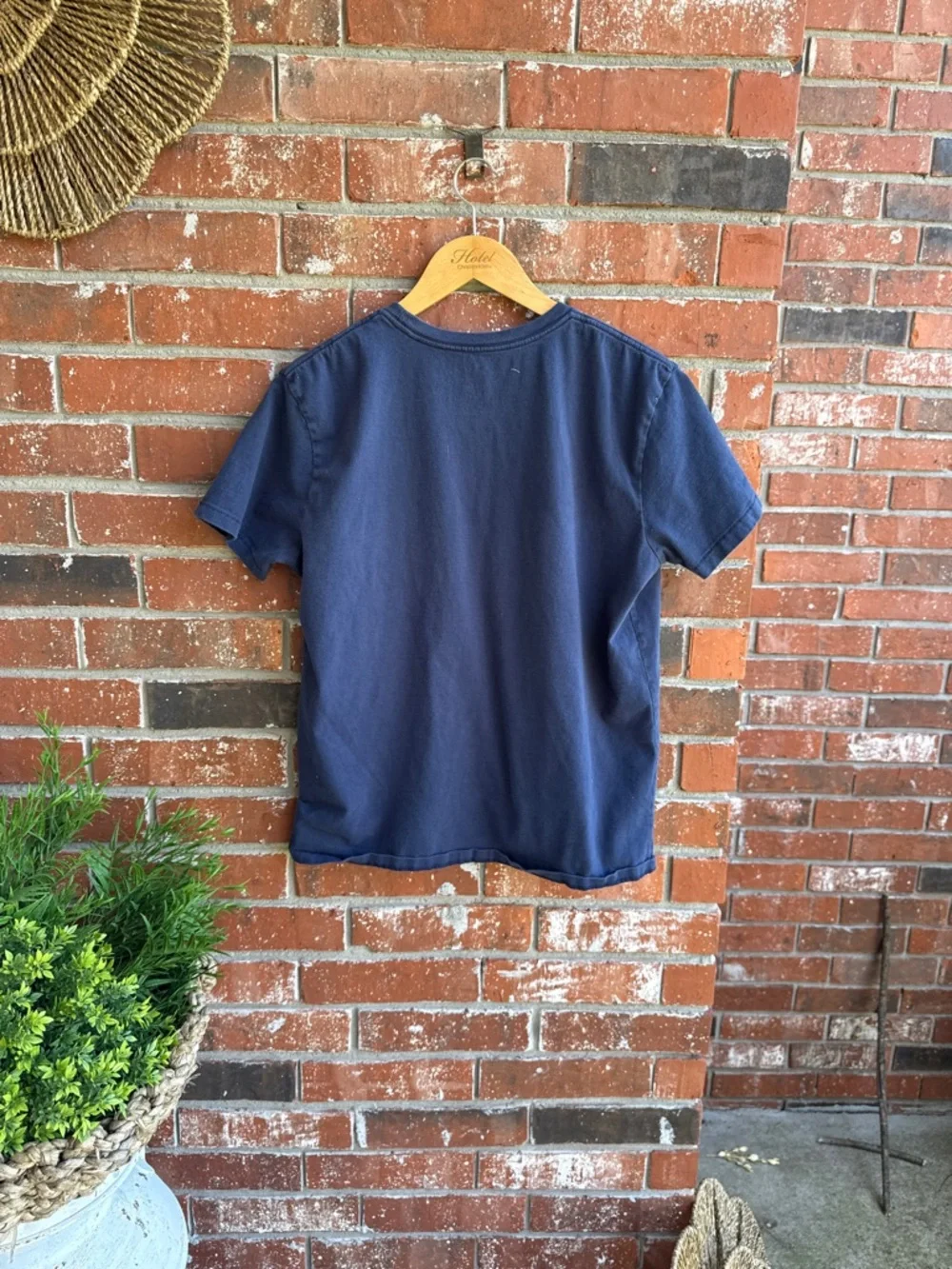 Lucky Brand Navy Tee with Bright Green 'LUCKY' Graphic